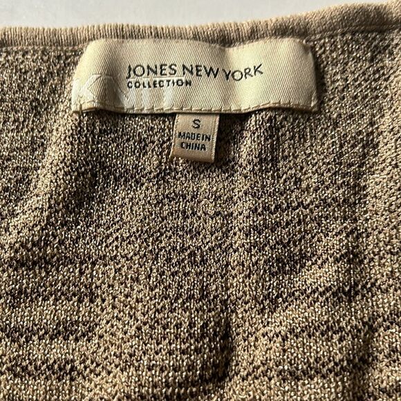 New Jones New York tan and brown pattern shell sweater‎ knit size small - Picture 3 of 7